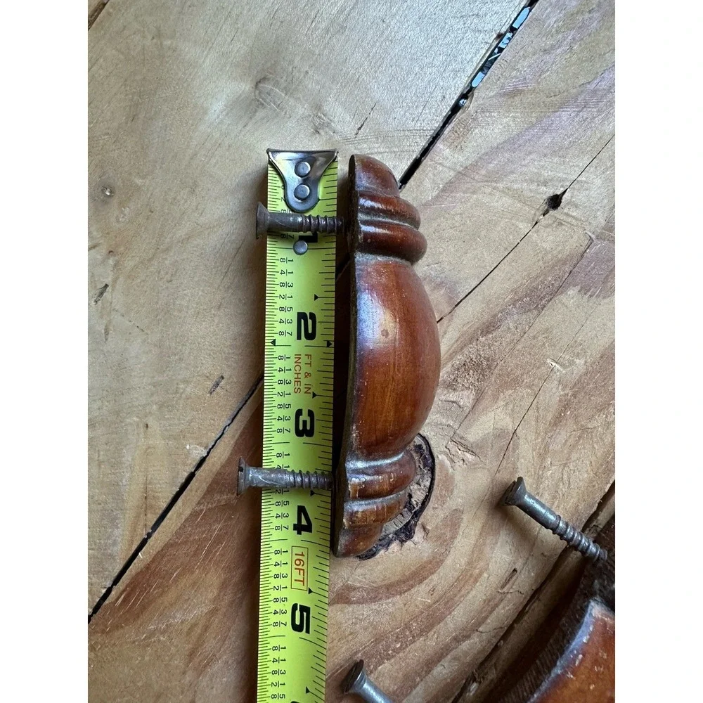 Vintage Drawer Pulls Antique Wooden Cabinet Handles Set Of 5 Wood Unique‎